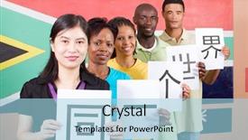  Presentation with world flag - Colorful PPT theme enhanced with says one world 2010 fifa backdrop and a light blue colored foreground