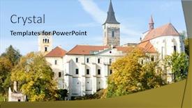  Presentation with czech republic - Slide set with sazava-monastery-czech-republic background and a light blue colored foreground