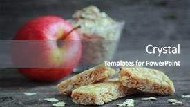  Presentation with oat - Colorful slide set enhanced with sbarr - apple granola barre with fruits backdrop and a gray colored foreground