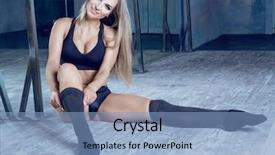  Presentation with exercise class - Amazing presentation theme having sbarr - beautiful young blond woman ballet backdrop and a light blue colored foreground