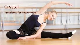  Presentation with ballet - Cool new slide deck with sbarr - bending ballet dancer stretches herself backdrop and a lemonade colored foreground