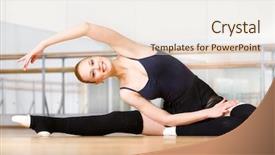  Presentation with ballet - Beautiful presentation design featuring sbarr - bending female ballet dancer stretches backdrop and a sky blue colored foreground