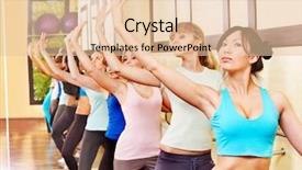  Presentation with aerobics - PPT theme consisting of sbarr - women group in aerobics class background and a lemonade colored foreground