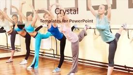  Presentation with aerobics - Presentation theme having sbarr - women group in aerobics class background and a lemonade colored foreground