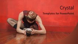  Presentation with ballerina - Colorful slides enhanced with sbarr - young ballerina stretching in studio backdrop and a red colored foreground