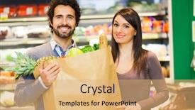  Presentation with bag - Presentation featuring scada - couple holding a bag full background and a coral colored foreground