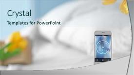  Presentation with retail smart phone - Colorful slides enhanced with scada - smart phone with stand backdrop and a light blue colored foreground