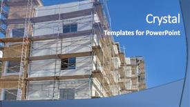  Presentation with scaffolding - Theme having scaffold safety - scaffolding on new building project background and a teal colored foreground