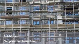  Presentation with under construction - PPT theme with scaffolding-at-the-facade background and a gray colored foreground