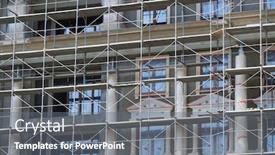  Presentation with under construction - Colorful presentation enhanced with scaffolding-at-the-facade backdrop and a gray colored foreground