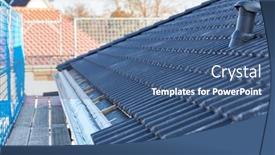  Presentation with scaffolding - Presentation theme consisting of scaffolding-on-the-roof background and a ocean colored foreground