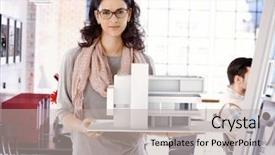  Presentation with architect - Presentation with scale model of a building background and a light gray colored foreground