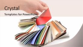  Presentation with hand up - Slide deck with scale spectrum - female hand picking up background and a lemonade colored foreground