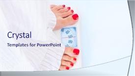  Presentation with healthy nutrition - Cool new PPT theme with scales 50 kilogram body part backdrop and a sky blue colored foreground