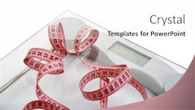  Presentation with weight control - Slide set consisting of scales and measuring tape background and a white colored foreground