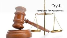  Presentation with court gavel - Slide deck having scales of justice and gavel background and a white colored foreground