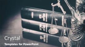  Presentation with law books - Audience pleasing theme consisting of scales-of-justice-legal-law backdrop and a ocean colored foreground
