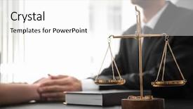  Presentation with justice - Amazing presentation theme having scales of justice on table backdrop and a white colored foreground