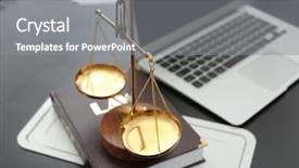  Presentation with lawyer - Amazing slides having scales of justice on table backdrop and a gray colored foreground