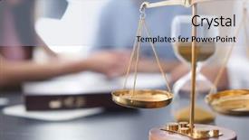 Presentation with lawyer - Presentation theme having scales of justice on table background and a light blue colored foreground