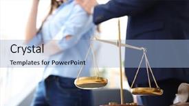  Presentation with law blue sky scales of justice - Audience pleasing PPT layouts consisting of scales of justice on table backdrop and a  colored foreground