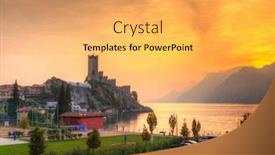  Presentation with lake - Amazing PPT layouts having scaliger-castle-in-malcesine backdrop and a yellow colored foreground