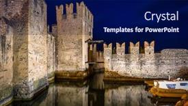  Presentation with lake - Audience pleasing PPT layouts consisting of scaligero-castle-over-the-garda backdrop and a navy blue colored foreground