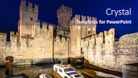  Presentation with lake - Slide deck featuring scaligero-castle-over-the-garda background and a navy blue colored foreground