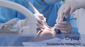  Presentation with patient centered care - Colorful PPT theme enhanced with dental scaling - dentist examines the patient teeth backdrop and a teal colored foreground