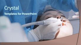  Presentation with dental technican - PPT theme with patient undergo dental treatment background and a ocean colored foreground