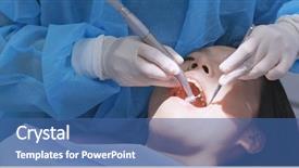  Presentation with dental - Beautiful slide set featuring woman undergo dental check up backdrop and a ocean colored foreground