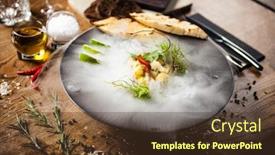  Presentation with chilli - Beautiful slide set featuring scallop-ceviche-with-mango-chilli backdrop and a tawny brown colored foreground