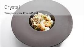  Presentation with mollusk - Cool new PPT theme with scallop-with-green-buckwheat-side backdrop and a white colored foreground