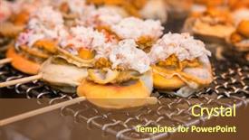  Presentation with griddled - Slides enhanced with scallop with roe sea urchin background and a tawny brown colored foreground