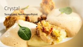  Presentation with main course - Audience pleasing theme consisting of scallops-in-crispy-breading-close backdrop and a lemonade colored foreground