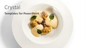  Presentation with main course - Beautiful PPT theme featuring scallops-in-crispy-breading-top backdrop and a white colored foreground