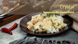  Presentation with rice - Beautiful slides featuring scallops-of-leeks-basmati-rice backdrop and a tawny brown colored foreground