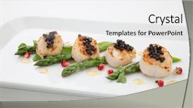  Presentation with caviar - Presentation design enhanced with scallops with black caviar garnish background and a white colored foreground