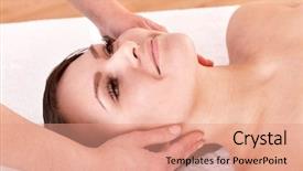  Presentation with scalp - Amazing theme having scalp - beautiful young woman having head backdrop and a coral colored foreground