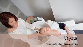  Presentation with beauty salon - Audience pleasing PPT theme consisting of scalp - high angle view of relaxed backdrop and a coral colored foreground