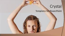  Presentation with conditioner - Amazing presentation theme having scalp - woman applying hair egg conditioner backdrop and a coral colored foreground