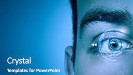  Presentation with eye - Amazing slides having man's eye scan backdrop and a teal colored foreground