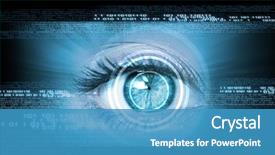  Presentation with security scan - PPT theme featuring iris scan - digital image of woman's eye background and a teal colored foreground