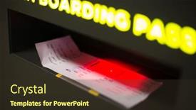  Presentation with airport boarding pass - Beautiful theme featuring scan boarding pass in modern airport backdrop and a tawny brown colored foreground