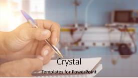  Presentation with medical equipment - Amazing PPT layouts having scan body human - close up of man writing backdrop and a coral colored foreground