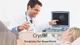  Presentation with pregnant woman doctor - Colorful presentation design enhanced with scan body human - happy doctor showing pregnant woman backdrop and a lemonade colored foreground