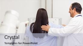  Presentation with mammography - Presentation theme with scan chest - doctor proceeding a mammography background and a light blue colored foreground