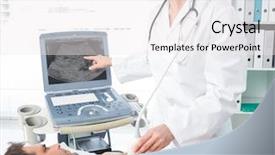  Presentation with sonogram - PPT theme with scan chest - female cardiologist using sonogram background and a sky blue colored foreground