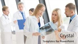  Presentation with look - Audience pleasing presentation theme consisting of scan chest - group of doctors look backdrop and a lemonade colored foreground