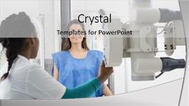  Presentation with radiologist - Theme consisting of scan chest - radiologist adjusting x-ray machine background and a light gray colored foreground